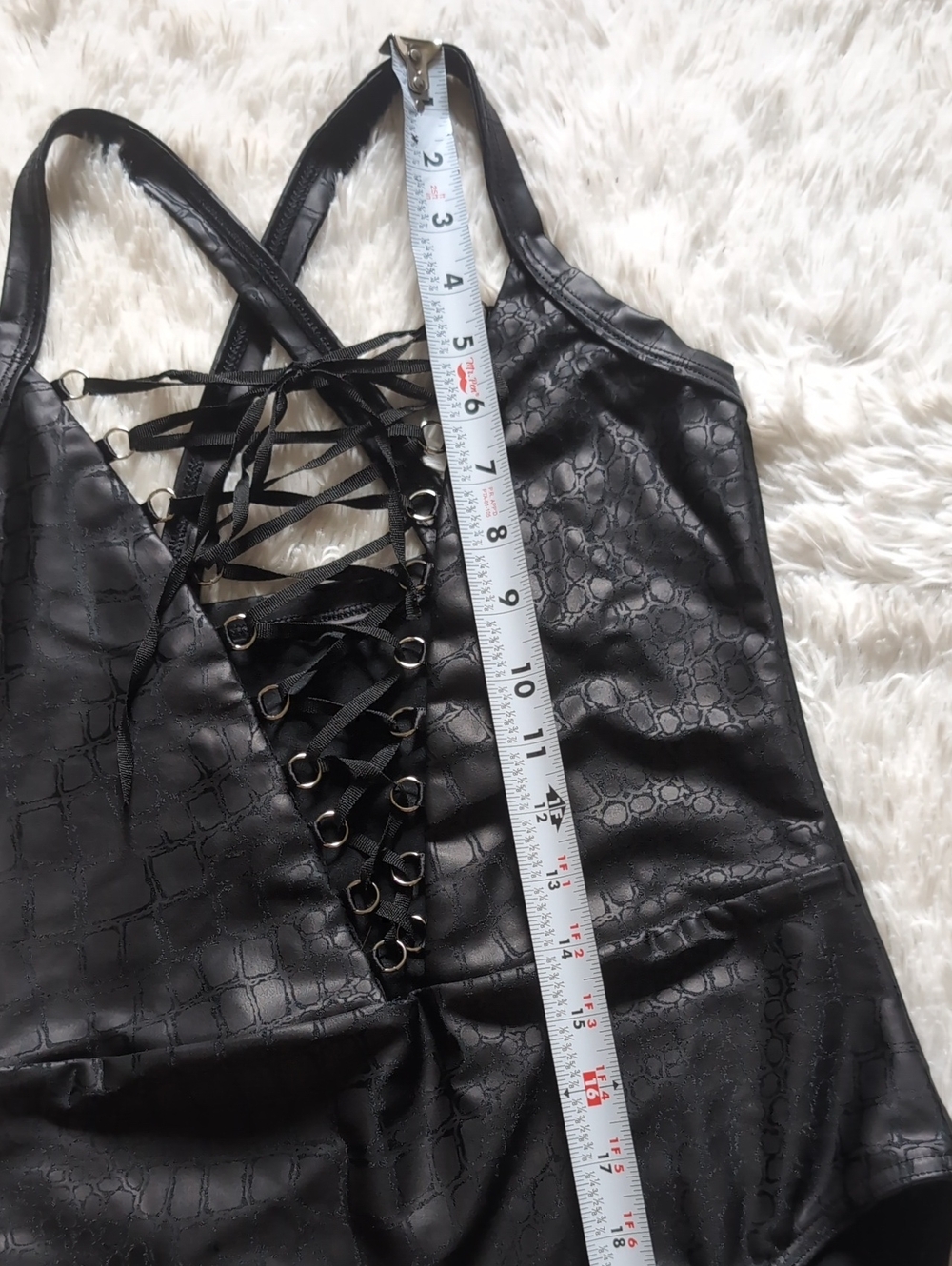 Blackmilk A Lot of Croc Lace Up Corset Faux Leather Crocodile Bodysuit Medium - Picture 13 of 14